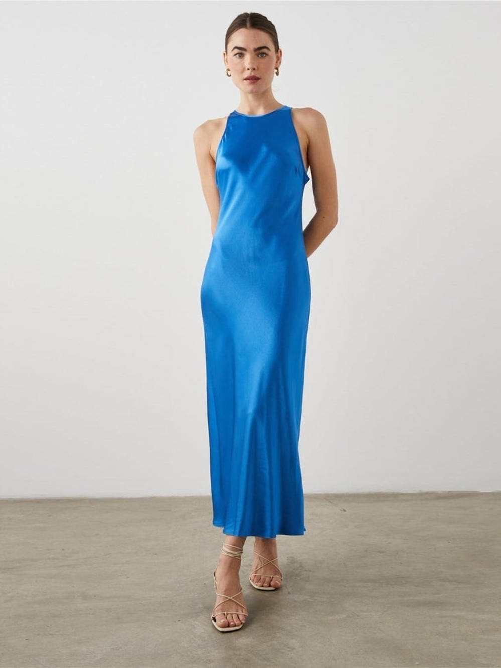 Rails Solene Cobalt Blue Maxi Dress Medium Back Tie Stretch Elegant Occasion
